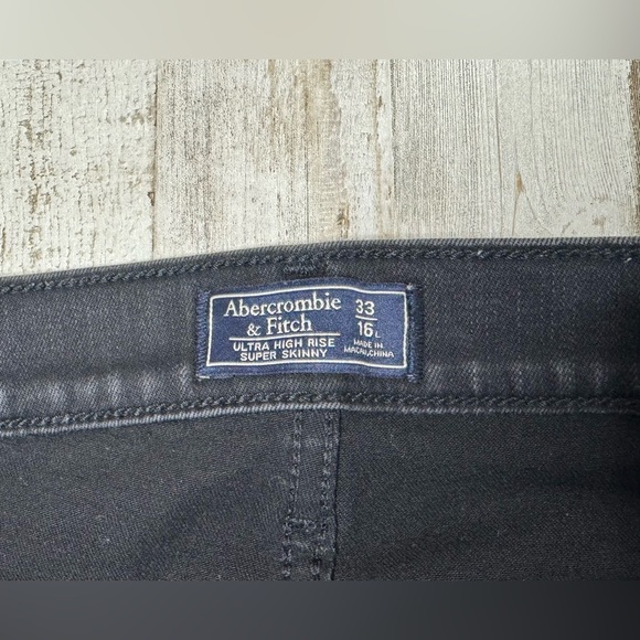 Abercrombie & Fitch Jeans Women 33/ 16 Black Denim Ultra High Rise Super Skinny - Picture 10 of 11